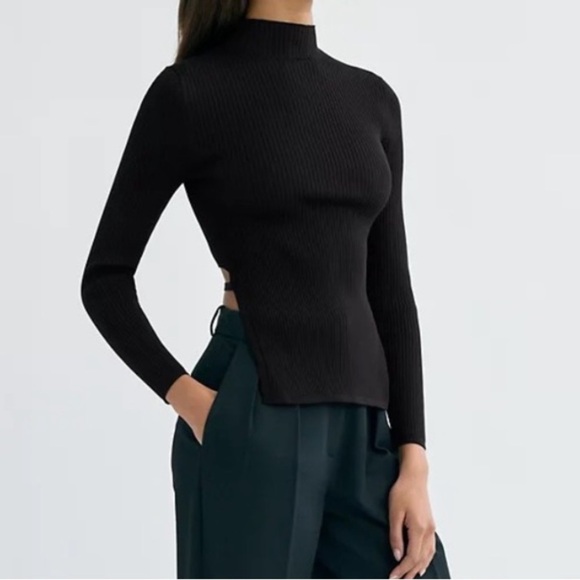 Babaton Black Ribbed Knit Top - Picture 4 of 11